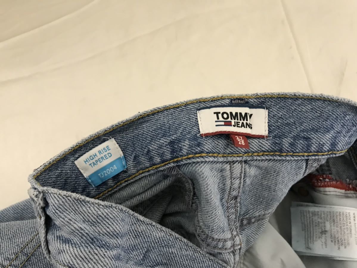 本物トミーヒルフィガージーンズTOMMYダメージ加工コットンデニムパンツビジネススーツアメカジ古着青ライトブルー27メンズレディース_画像6