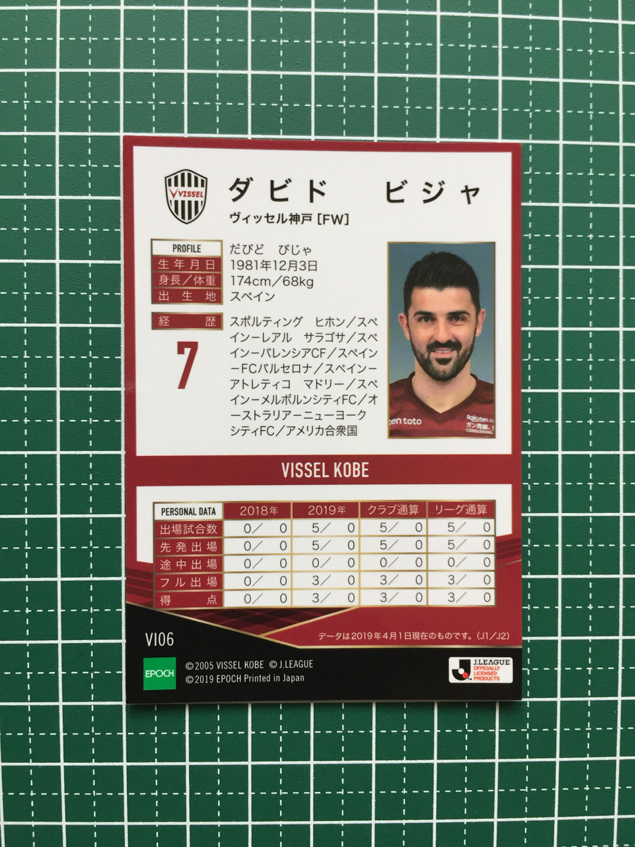 ★EPOCH 2019 サッカー Jリーグ チームエディション #VI06 ダビド・ビジャ［ヴィッセル神戸］レギュラーカード エポック 19★_画像2