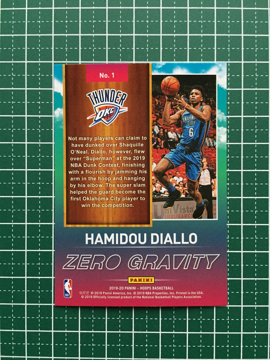 ★PANINI 2019-20 NBA HOOPS #1 HAMIDOU DIALLO［OKLAHOMA CITY THUNDER］インサートカード Zero Gravity 2020★_画像2