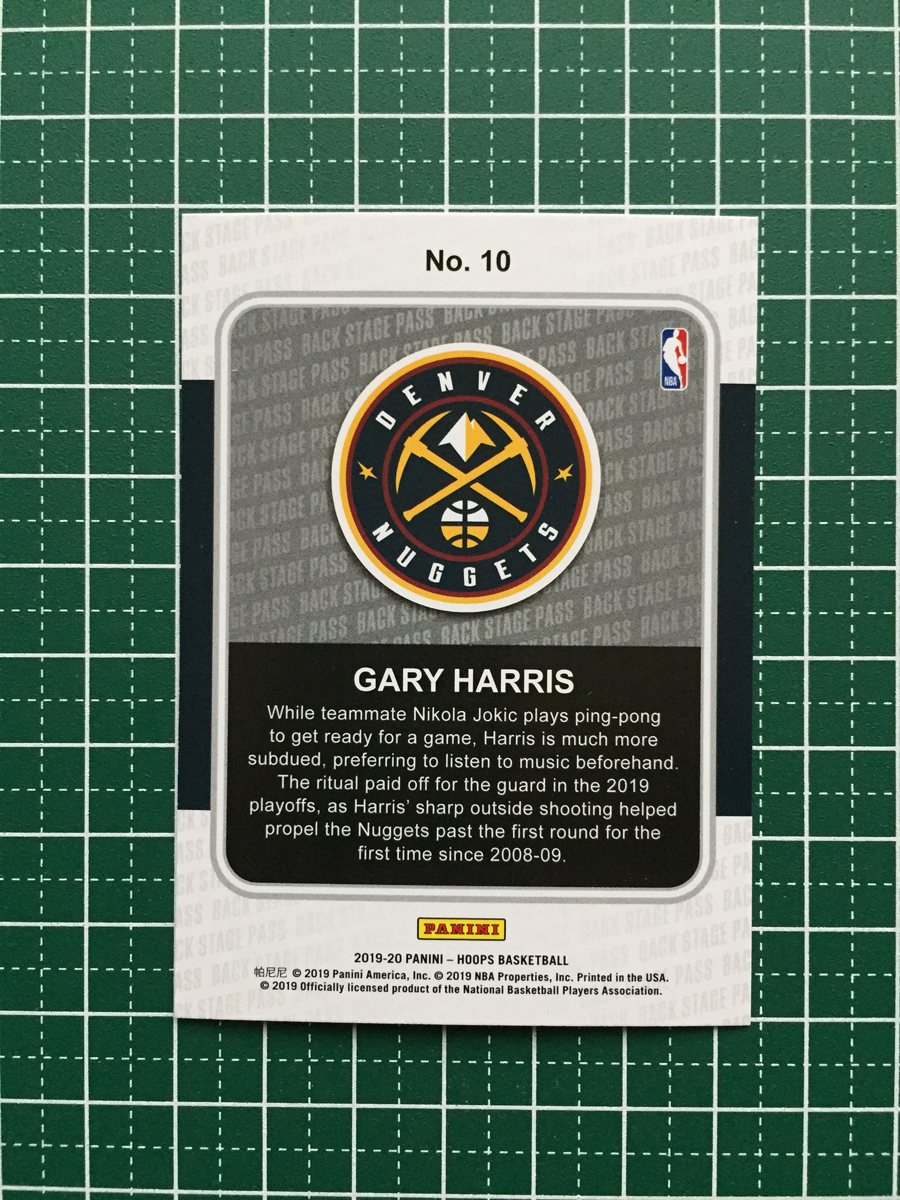 ★PANINI 2019-20 NBA HOOPS #10 GARY HARRIS［DENVER NUGGETS］インサートカード Backstage Pass 2020★_画像2