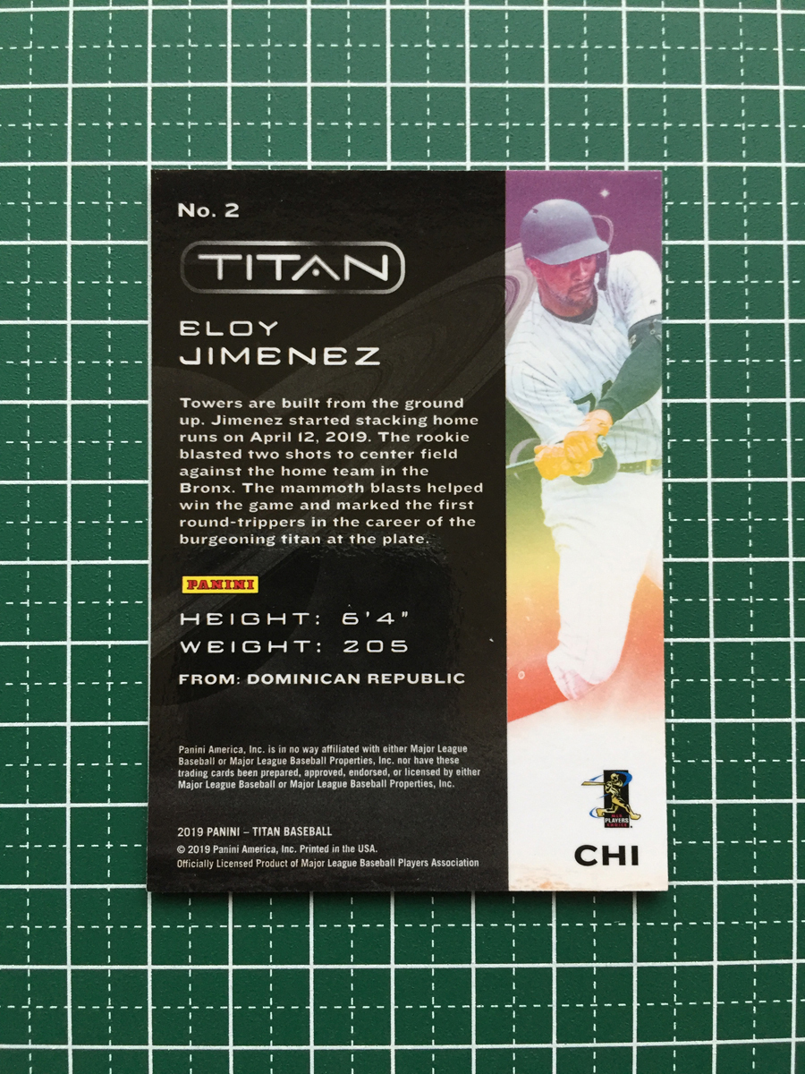 ★PANINI MLB 2019 CHRONICLES #2 ELOY JIMENEZ［CHICAGO WHITE SOX］ベースカード TITAN ルーキー RC 19★_画像2