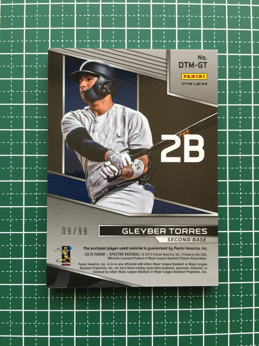 ★PANINI MLB 2019 CHRONICLES #DTM-GT GLEYBER TORRES［NEW YORK YANKEES］メモラビリアカード 99枚限定 ジャージー 19★_画像2