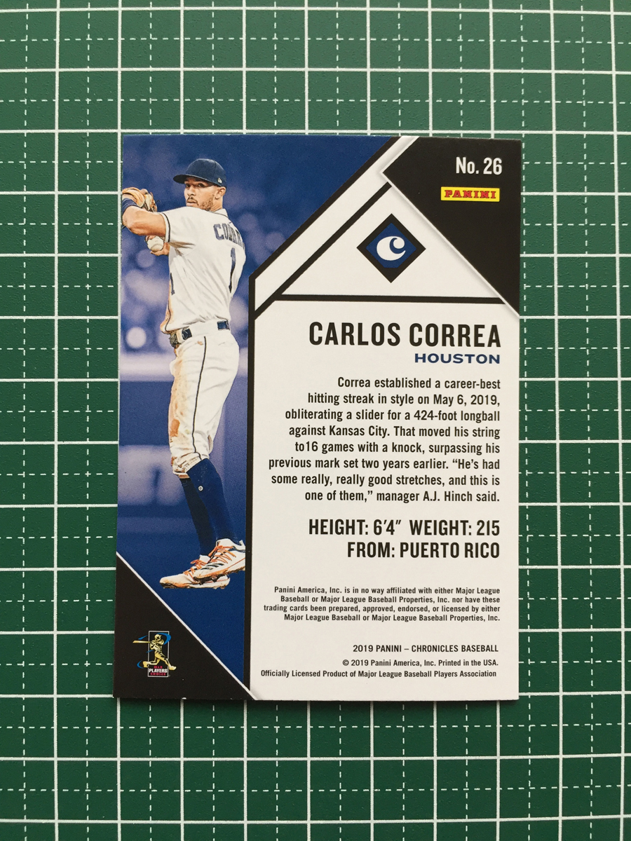 ★PANINI MLB 2019 CHRONICLES #26 CARLOS CORREA［HOUSTON ASTROS］ベースカード 19★_画像2