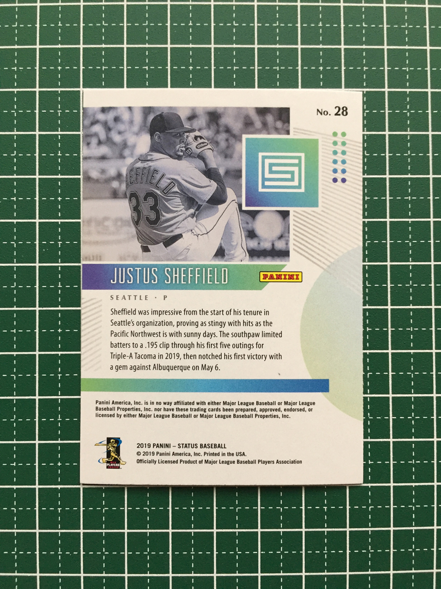 ★PANINI MLB 2019 CHRONICLES #28 JUSTUS SHEFFIELD［SEATTLE MARINERS］ベースカード STATUS パラレル版 ルーキー RC 19★_画像2