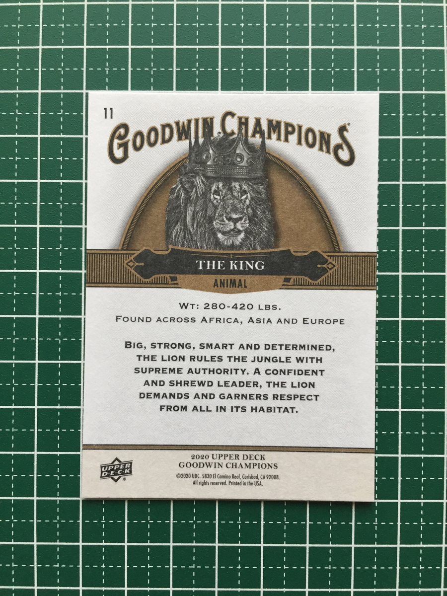 ★UPPER DECK 2020 GOODWIN CHAMPIONS #11 THE KING［ANIMAL］ベースカード UD 20★_画像2