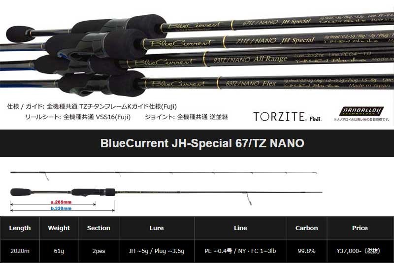 ヤマガブランクス BlueCurrent(ブルーカレント) JH-Special 67/TZ NANO　アジ・メバル ロッド_画像1
