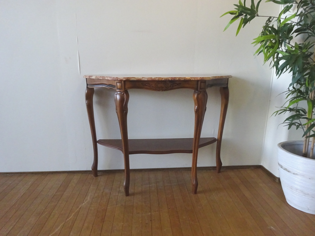 osk031228 【美品】 高級 イタリア製 家具 大理石天板 コンソール