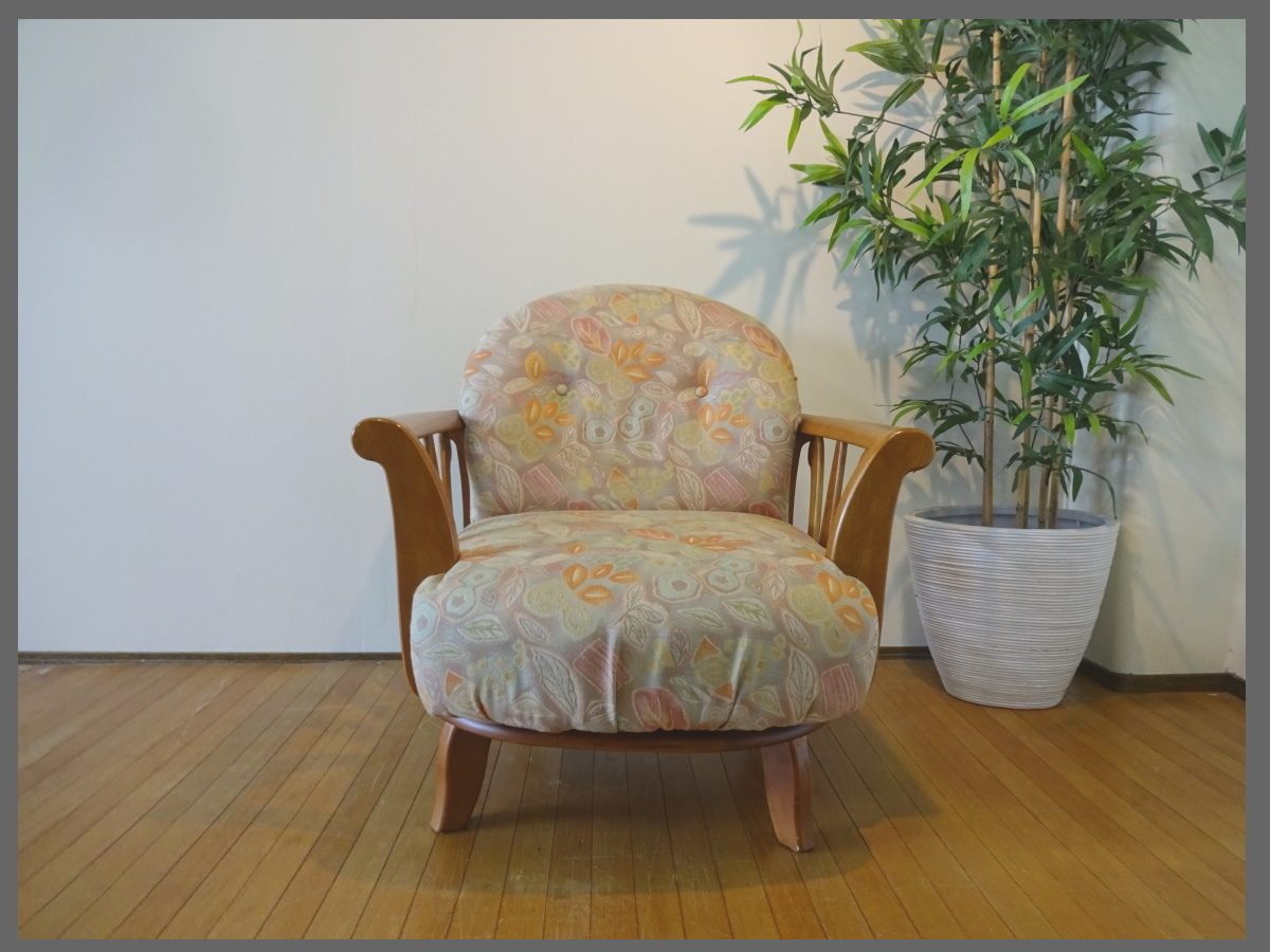 osk030619】 美品 Karimoku/カリモク 1人掛けソファ・ 回転ソファ