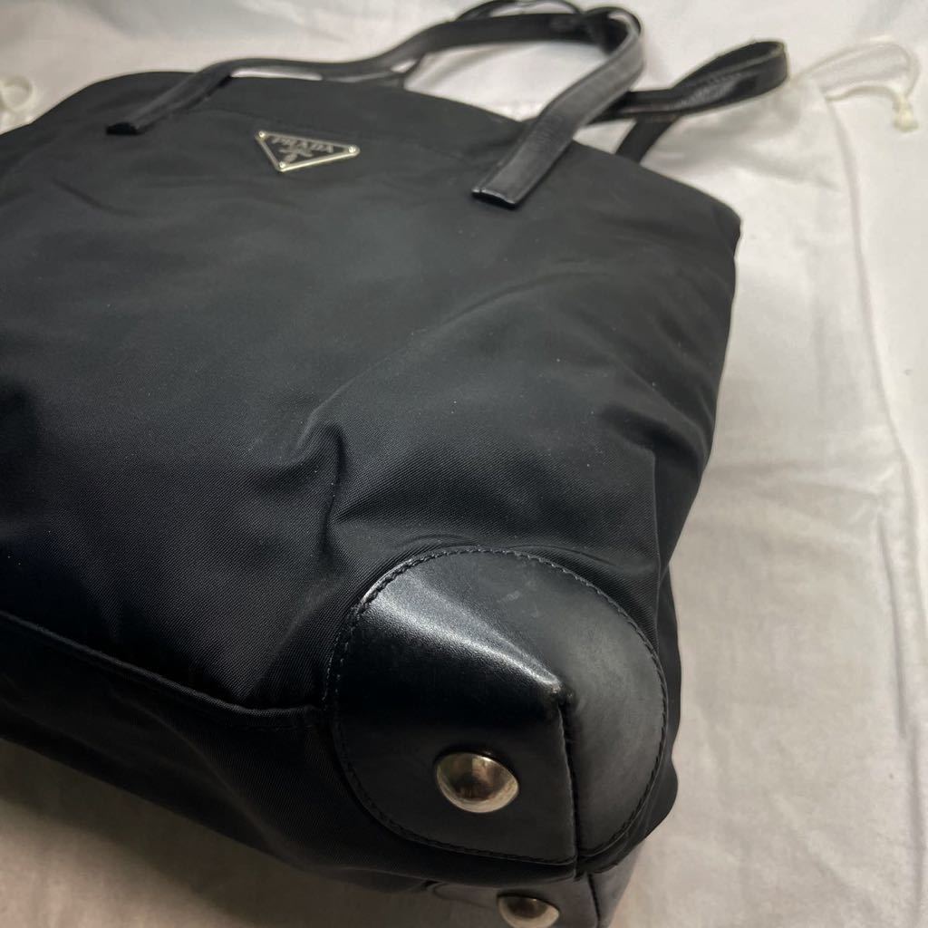 1円 〜 美品 PRADA プラダ ナイロン レザー 三角ロゴ トートバッグ