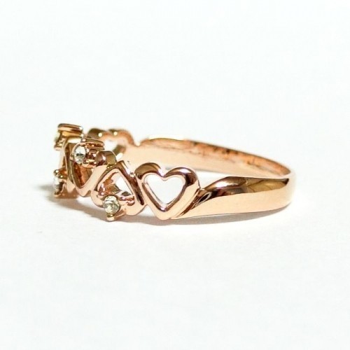 15 number seven Heart Swarovski crystal pink gold ring ring lady's 