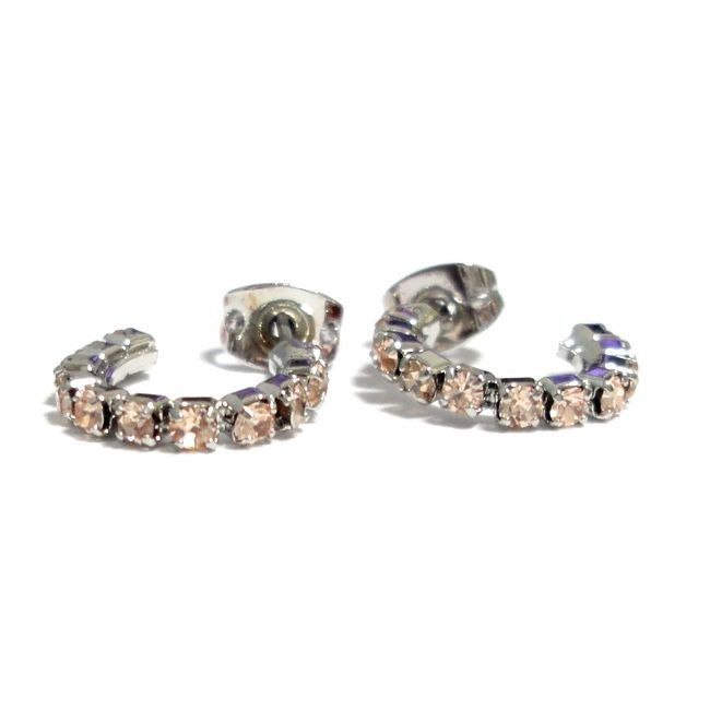  rhinestone titanium post silver earrings lady's 