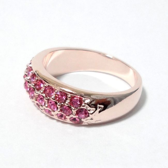 9 number gorgeous pave Swarovski crystal rose pink gold ring ring lady's 