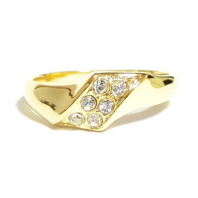 № 9 Swarovski Crystal Diagonal Line Gold Ring Ring Ring Ring