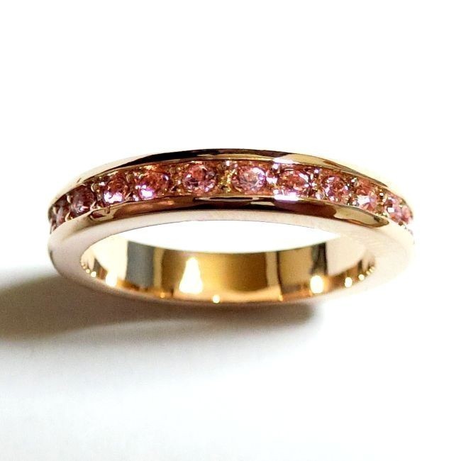 10 number full Eternity Swarovski crystal light rose pink gold ring ring lady's 