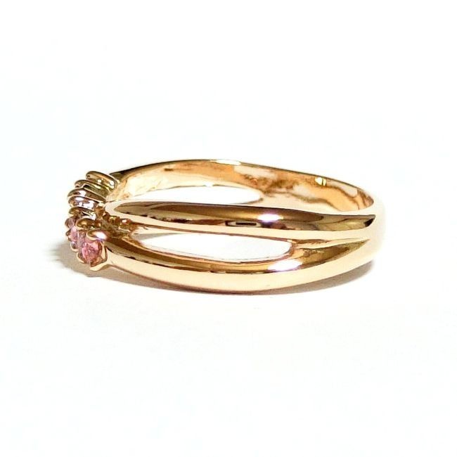 13 number Cross line Swarovski crystal light rose pink gold ring ring lady's 