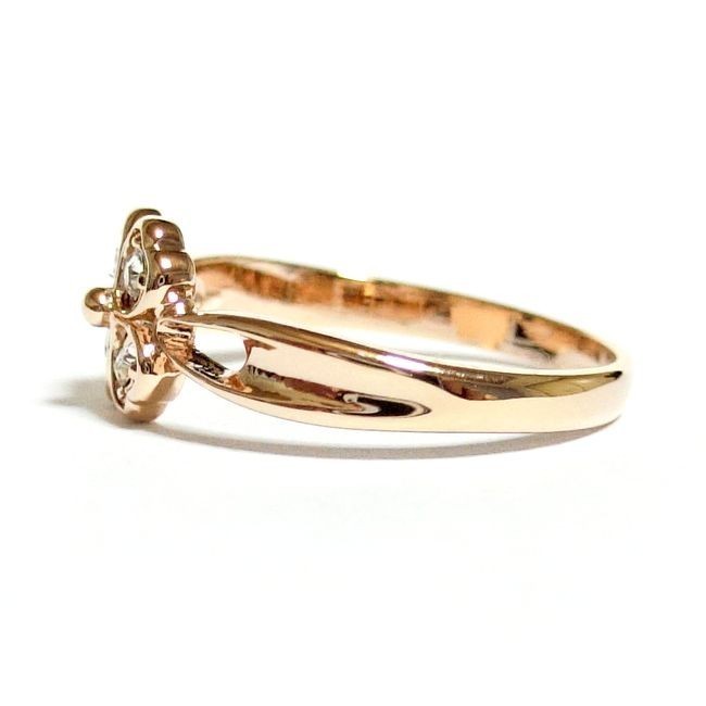 11 number four leaf clover Swarovski crystal pink gold ring ring lady's 