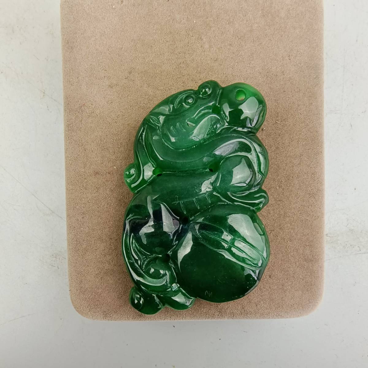 聚寳齋*翡翠細密彫*貔貅把件】置物賞物超美品中国古美術時代物-
