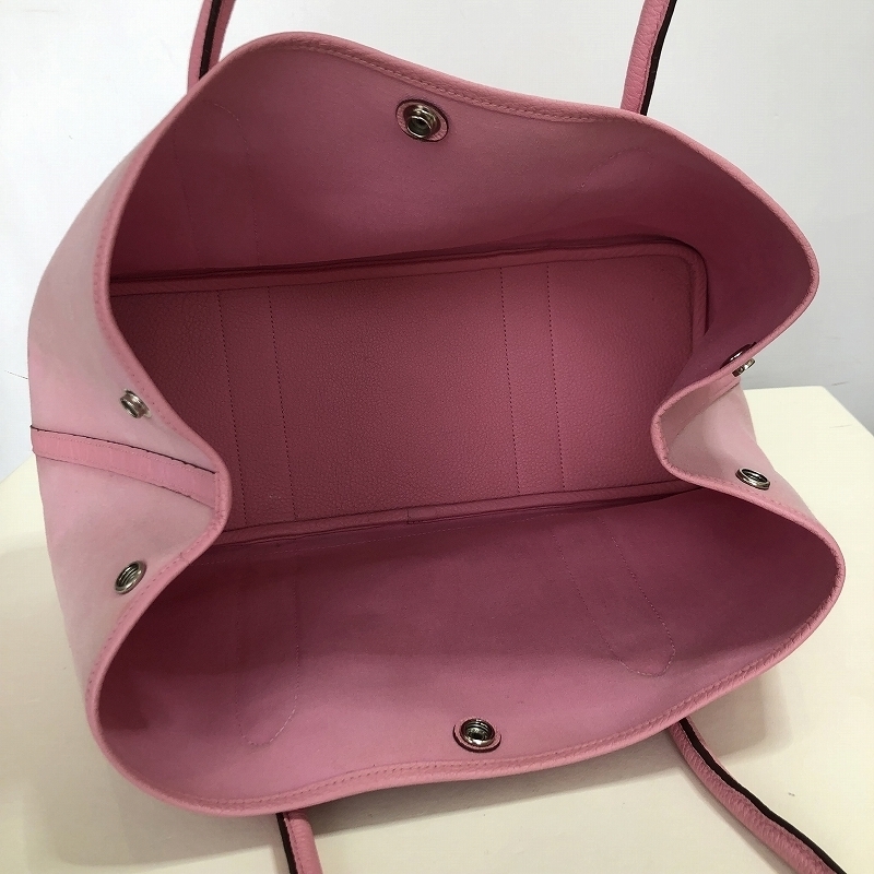 レアカラー 美品 HERMES エルメス ガーデンパーティPM ピンク トートバッグ P刻 ハンドバッグ レディース 正規品 福井県質屋の質セブン