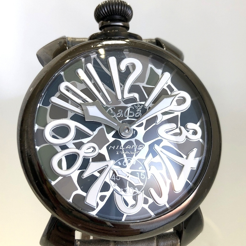 限定品 極美品 ガガミラノ マニュアーレ48 手巻き 腕時計 5012.MOSAICO01S モザイク 裏スケ マヌアーレ48 メンズ 質セブン_画像8