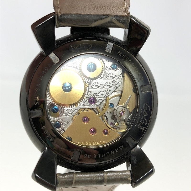 限定品 極美品 ガガミラノ マニュアーレ48 手巻き 腕時計 5012.MOSAICO01S モザイク 裏スケ マヌアーレ48 メンズ 質セブン_画像2