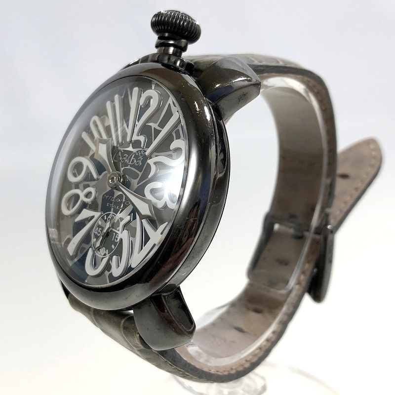 限定品 極美品 ガガミラノ マニュアーレ48 手巻き 腕時計 5012.MOSAICO01S モザイク 裏スケ マヌアーレ48 メンズ 質セブン_画像4
