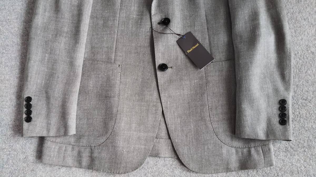 新品 Paul Stuartポールスチュアート ウールリネンヘリンボーン