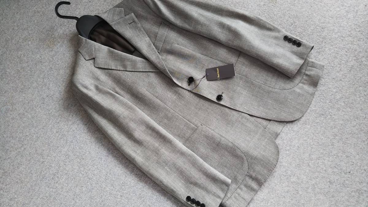 新品 Paul Stuartポールスチュアート ウールリネンヘリンボーン