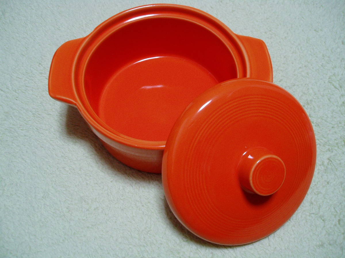 未使用！レンジでおいしくココット鍋（オレンジ）16.5×13.3×9.5cm（持ち手含む）（深さ5cm）_画像2