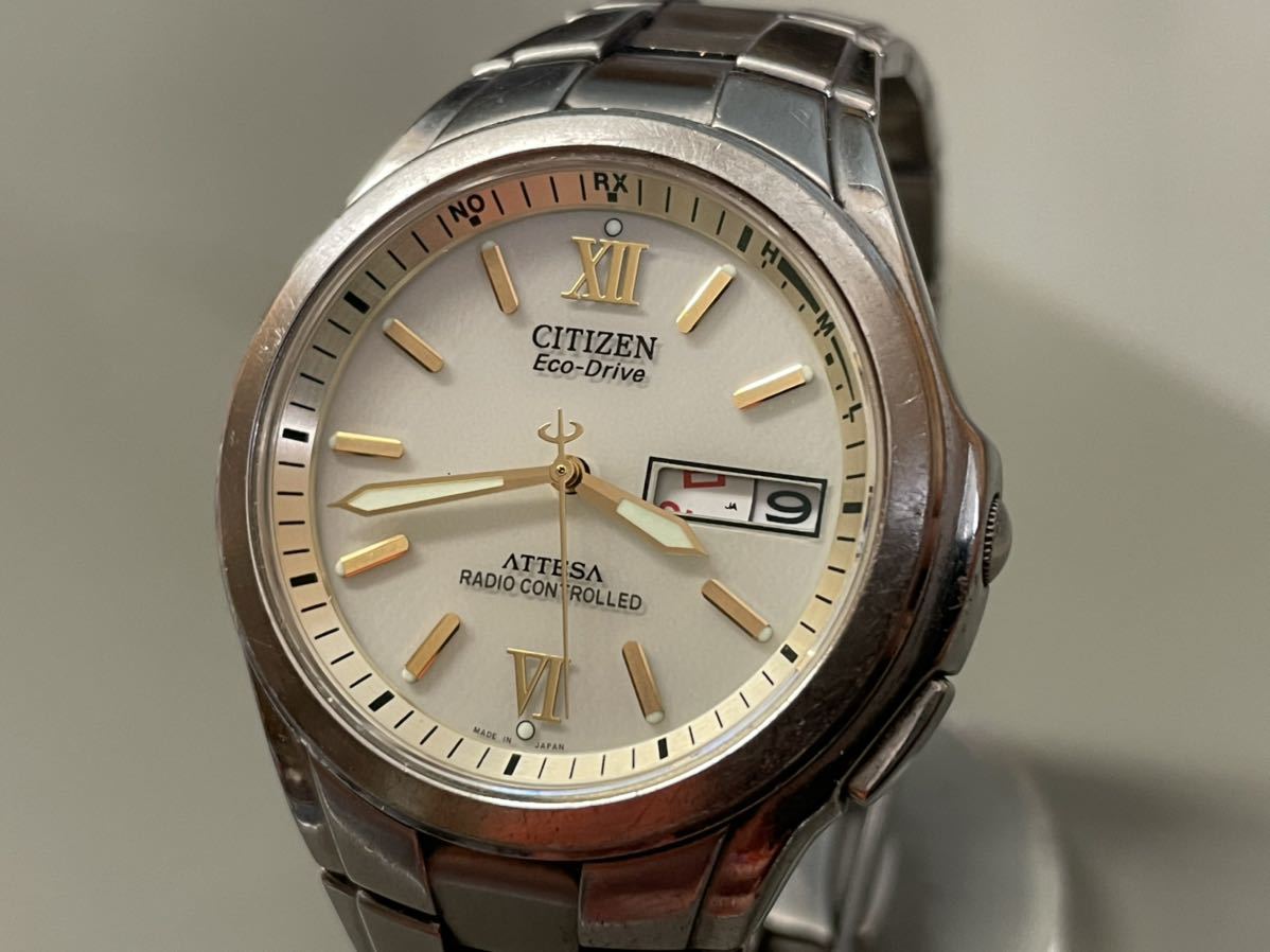 B200】1円〜☆ソーラー電波時計 CITIZEN シチズンATTESA アテッサ H100