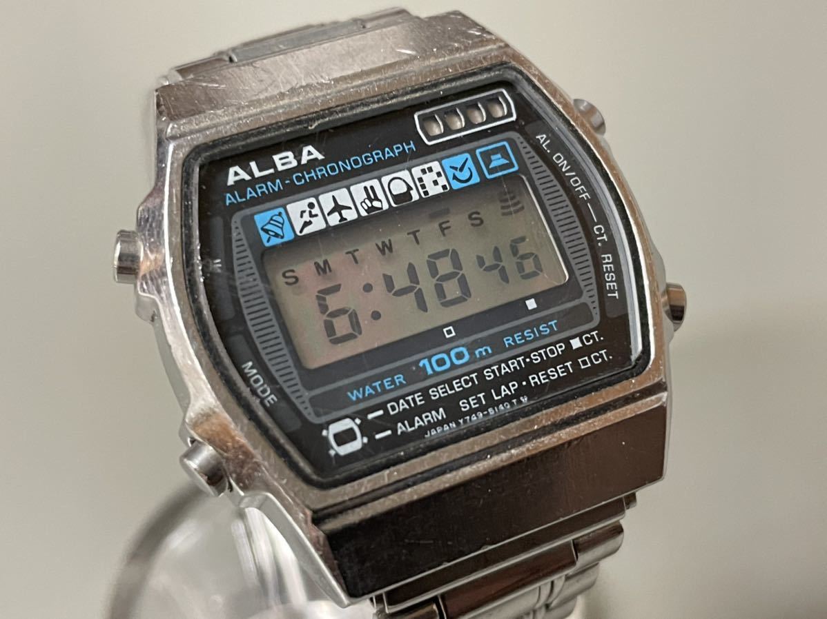 1円〜☆メンズ腕時計 セイコー SEIKO ALBA アラームクロノ Y749-5140