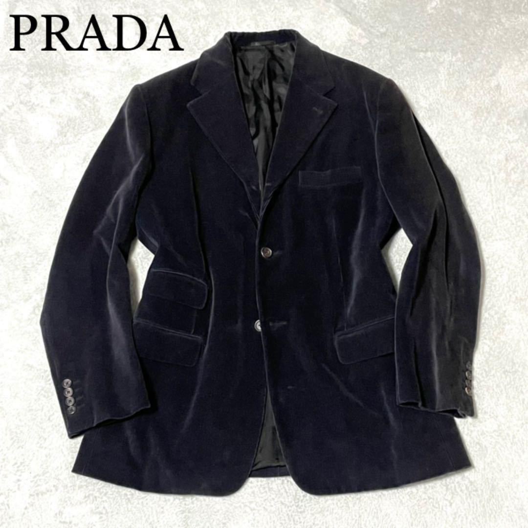 PRADA プラダ 近年モデル 大きいサイズ コーデュロイ生地 テーラードジャケット ブラック 50 XLサイズ相当 ブレザー スーツジャケット 黒