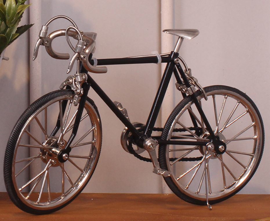 【リアル自転車模型】サイクリング|アルミ装飾|メタルコレクション|ロードバイク|リアルモデル|コレクション|卓上アート|置物|手作りH-13_黒