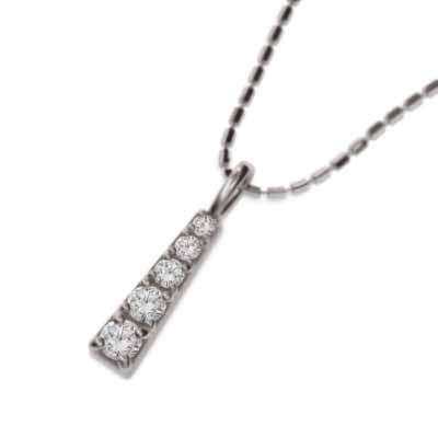 ネックレス ファイブ ストーン ダイヤモンド 4月誕生石 プラチナ900