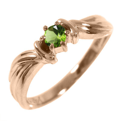 指輪 1粒 石 ペリドット 18金ピンクゴールド www.goldpeg.com