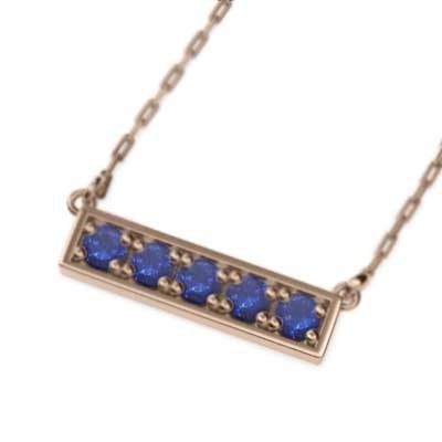 ブルーサファイア ネックレス プレート 9月誕生石 k18ピンクゴールド 5