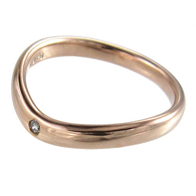 お気に入り 指輪-18kピンクゴールド 丸い 指輪 1粒 石 ブラック 