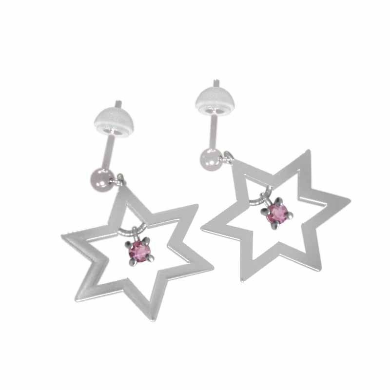 ピンクトルマリン ペア ピアス ダビデの星 1粒 石 10月の誕生石 Pt900 ...