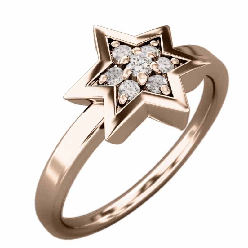 ダイヤモンド 指輪 ヘキサグラム k10ピンクゴールド 4月誕生石 六芒星