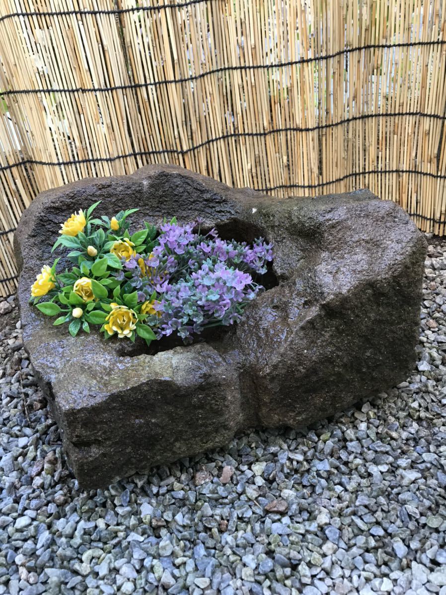  old .. stone material structure . material objet d'art sculpture [ nature stone * shohin bonsai rock hiba pot * water pot *.... pot ] decorative plant succulent plant shop on garden be Ran . bonsai Rhododendron indicum tray stone other 