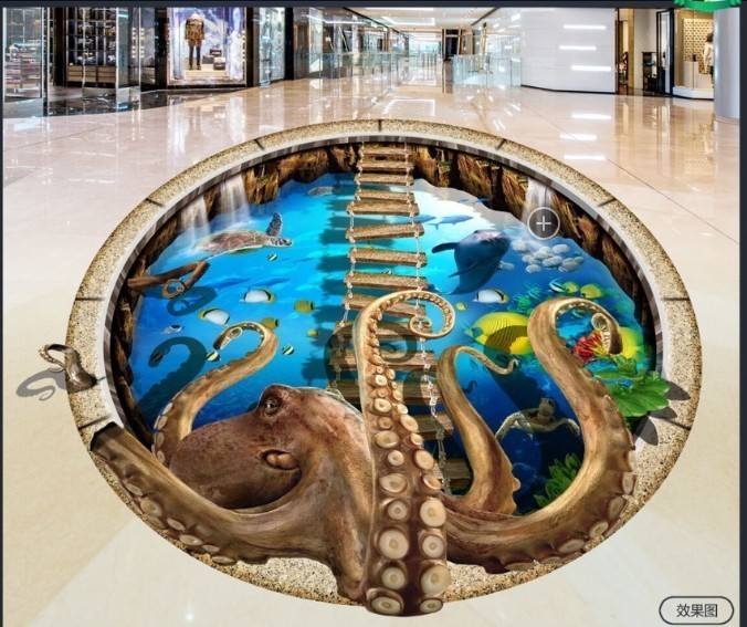 C374 巨大 3D フロアマット 3m*6m* 海 水族館 風景 景色 リフォーム 