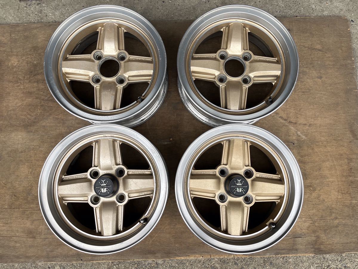 当時物 BRIDGESTONE POTENZA 4本スポークホイール 14インチ 6J 4穴