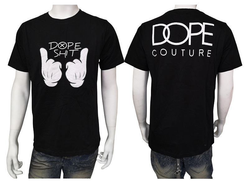 DOPE SHIT DOPE COUTURE 半袖Ｔシャツ プリント トップス ブラック L_画像1