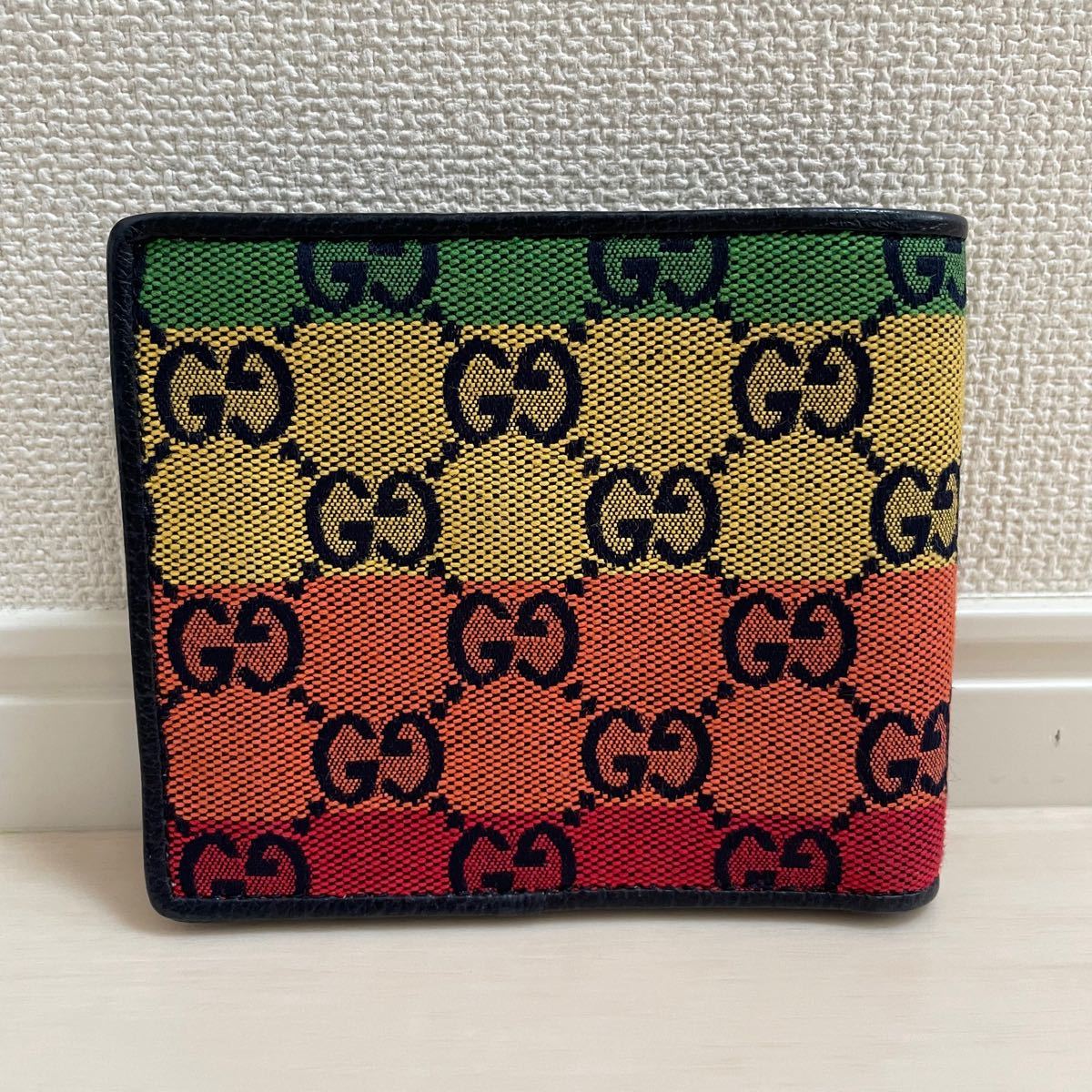 GUCCI マルチカラー 二つ折り財布 GGスプリーム コンパクト ウォレット