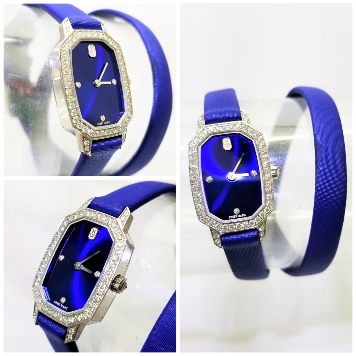 ハリーウィンストン HW エメラルド 可動 付属品完品 レディース 腕時計 18金 K18WG ダイヤモンド ブルー EMEQHM18WW001の画像2