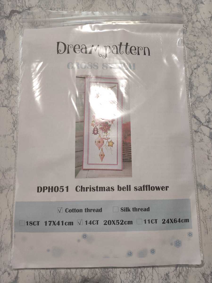クロスステッチキット クリスマスベルサフラワー 14CT 20×52cm ポインセチア 刺繍