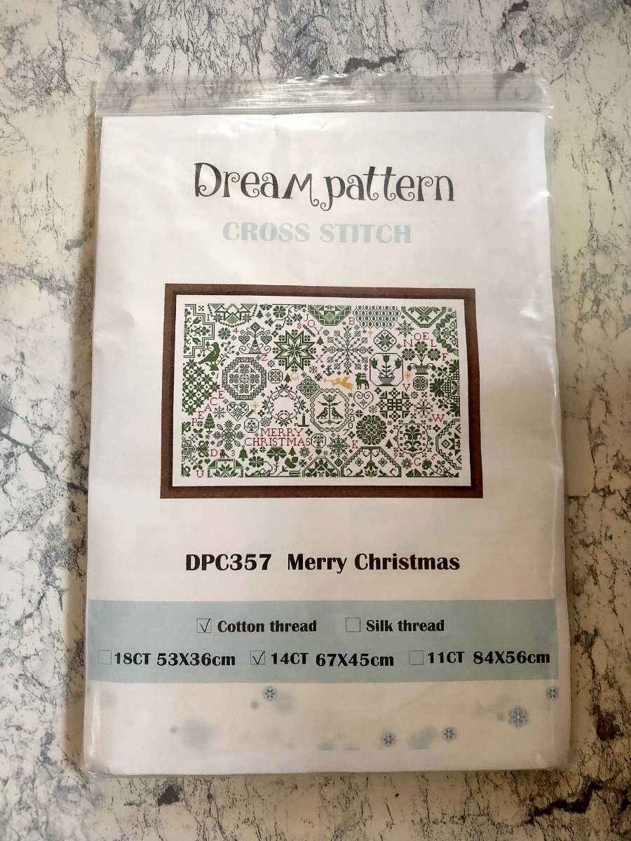 クロスステッチキット メリークリスマス(グリーン) 67×45cm 14CT モチーフ 刺繍