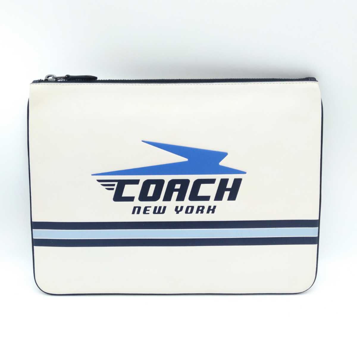 送料無料 新品未使用 COACH コーチ メンズ クラッチバッグ ラージポーチ ウィズ ヴィンテージ F73076 オフホワイト_画像2