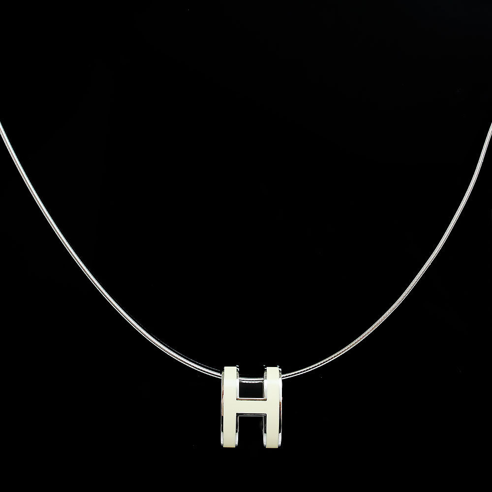 贅沢 エルメスHERMES ポップアッシュネックレス ブラック シルバー