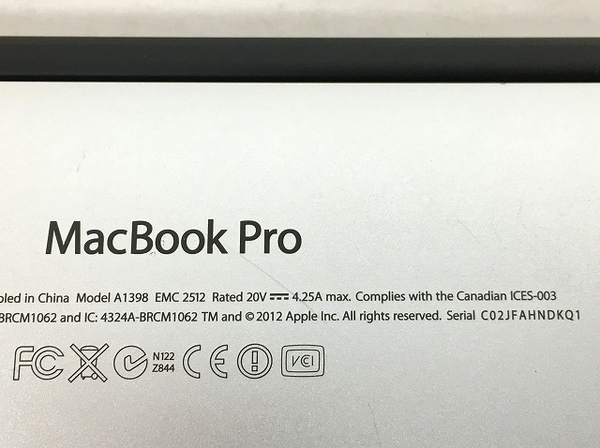 Apple MacBook Pro 15型 Mid 2012 ノート PC i7-3615QM 2.3GHz 8GB SSD 256GB NVIDIA GeForce GT Mojave ジャンク T6351219_画像9