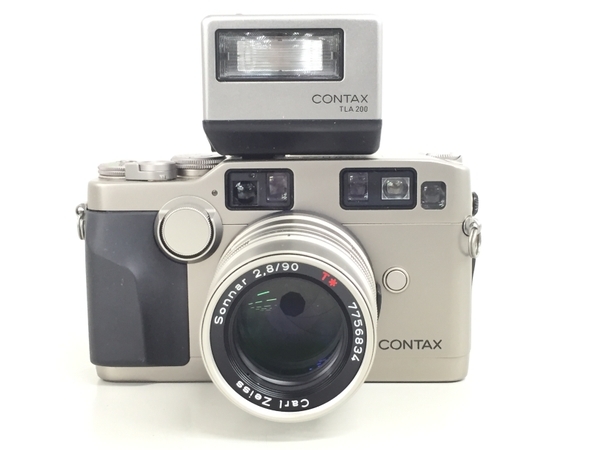 Contax G2 コンタックス フィルムカメラ Carl Zeiss Sonnar 90mm F2.8 T＊ レンズ TLA200 ストロボ セット ジャンク K6368749_画像1